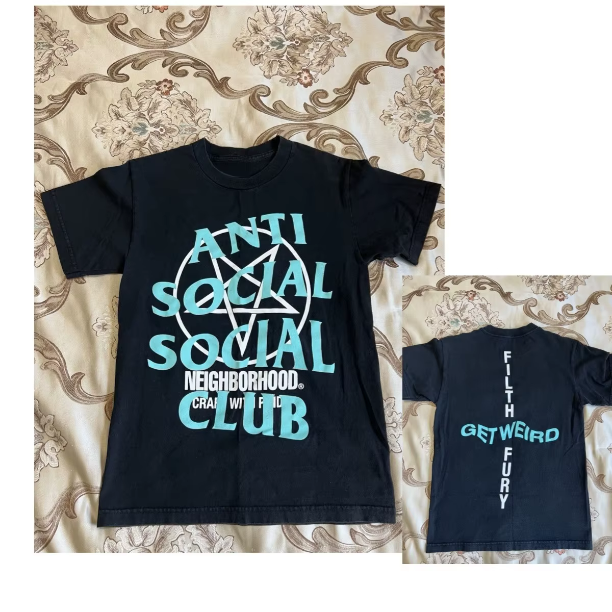 T-shirt décontracté noir et bleu Anti Social Club, marque de luxe pour hommes et femmes