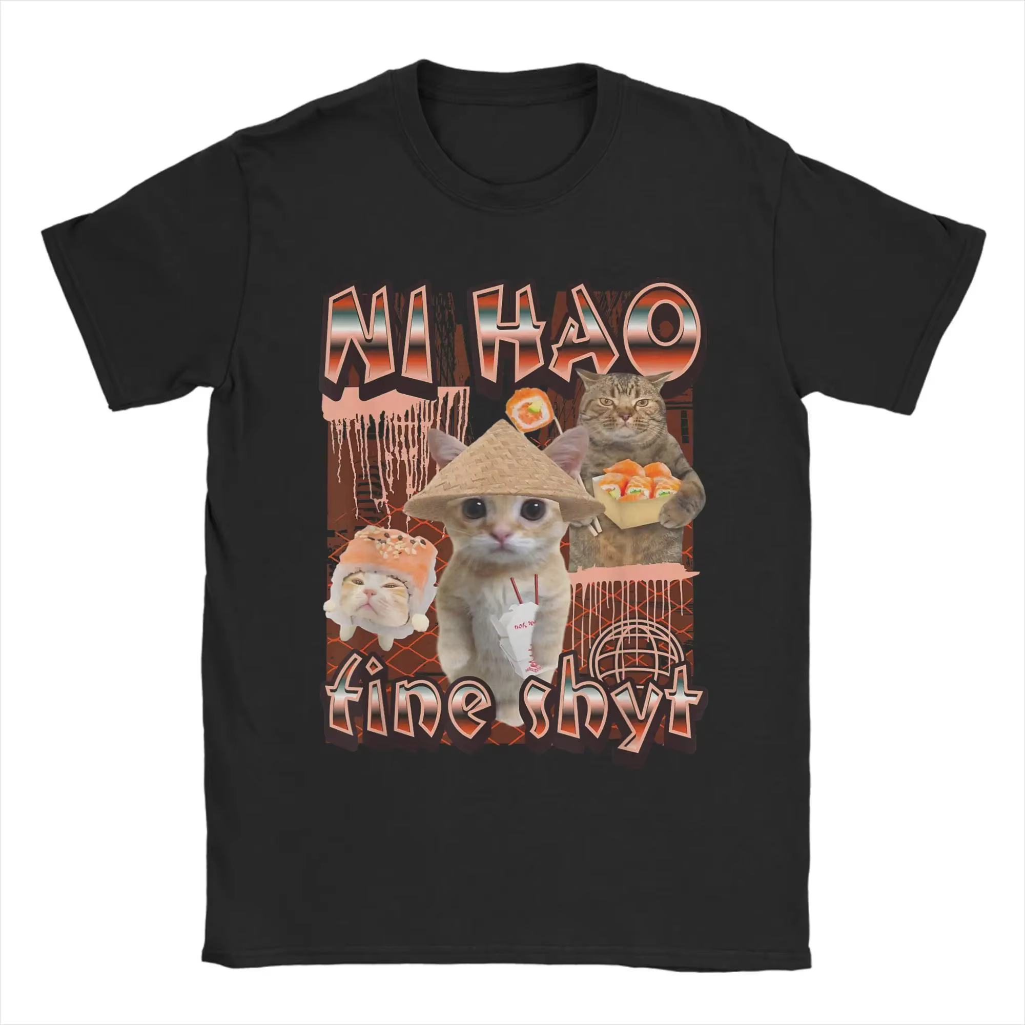 T-shirt humoristique Ni Hao Fine Shyt Meme pour hommes et femmes, t-shirts imprimés, vêtements d'été