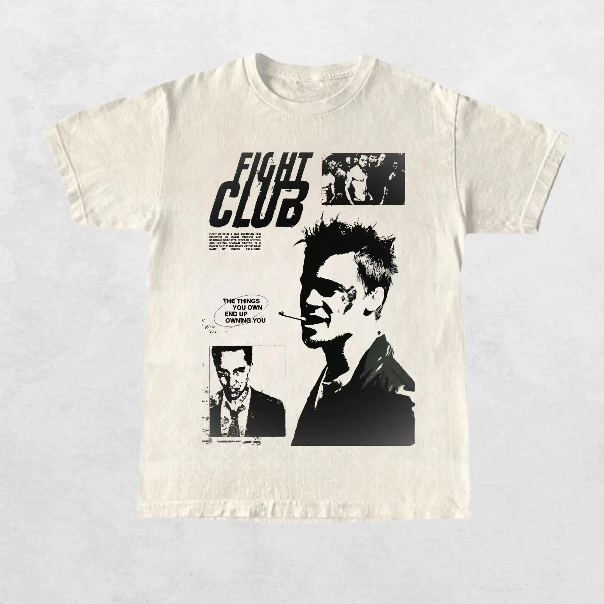 T-shirts Fight Club Tyler Durden Vintage Y2k Années 90 Film T-shirt d'été Imprimé graphique Streetwe