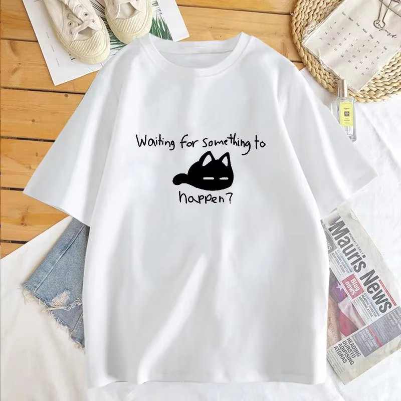 En attend quelque chose d'appen Omori chat imprimé femmes T-shirt chemise Harajuku à manches courtes