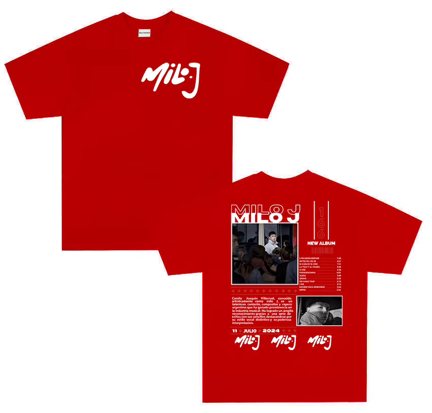 Rappeur Milo J 166 Tour 2025 album T-shirts hommes rétro haute qualité à manches courtes T-shirts su