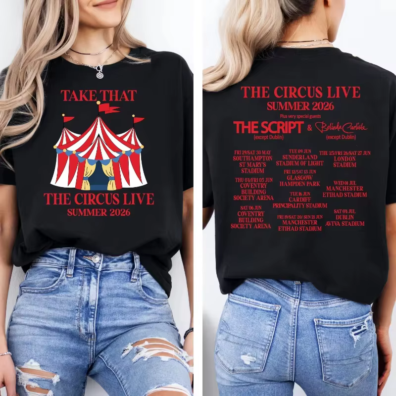 T-shirt de concert Take That The Circus Live 2026 Tour Tee Band, cadeau pour les fans, pour hommes/f