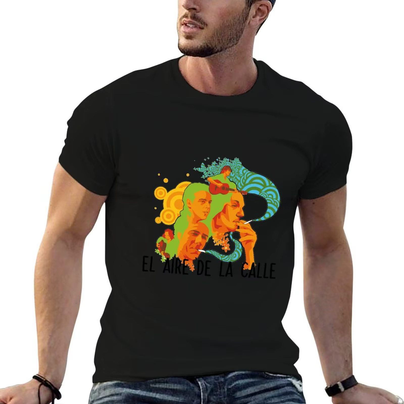 T-shirt The air of the street - Los Delinqüentes en coton noir uni pour homme, t-shirt de créateur