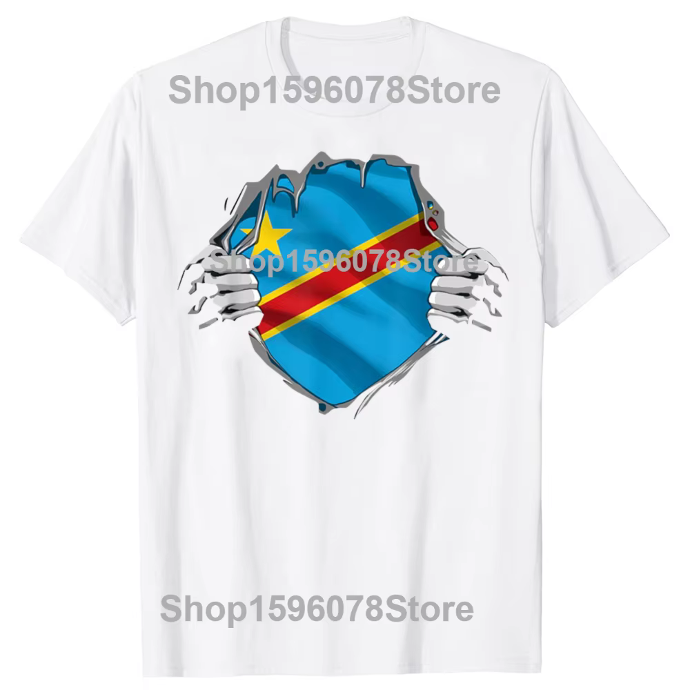Drôle république du Congo drapeau féolien t-shirts hommes coton Humor Streetwear t-shirt à manches c