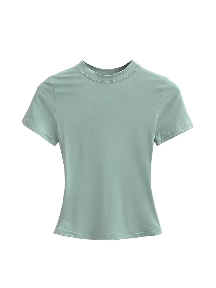 T-shirt manches courtes pour femmes, décontracté, de haute qualité, Sexy, Slim, tendance, couleur un