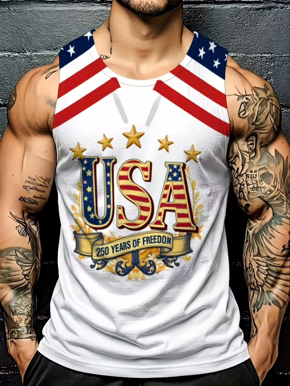 Débardeurs drapeau américain pour homme, garçon et fille – T-shirts simples à motifs colorés – Gilet