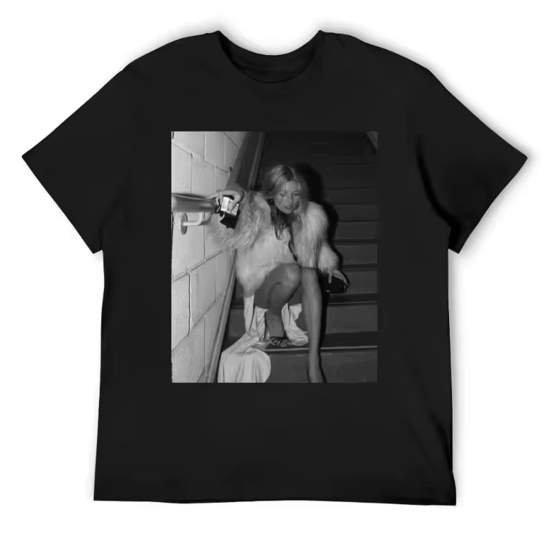 T-shirt en coton à manches courtes pour hommes et femmes, motif rétro Summer Moda Kate Moss Street H