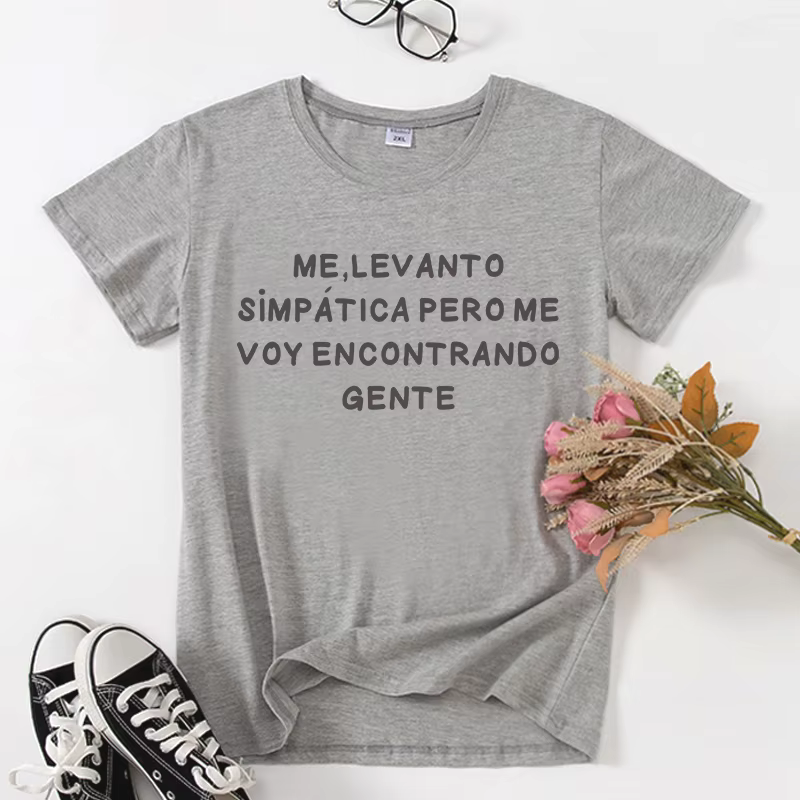 T-shirt manches courtes femme, décontracté, en coton, à la mode espagnole, noir et blanc