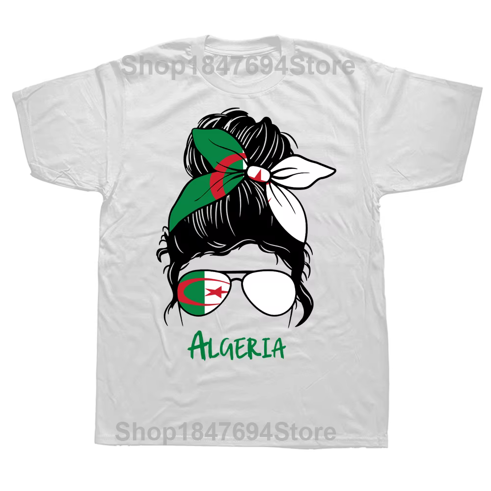 Drôle algérie algérien fille femme drapeau t-shirts Style d'été graphique coton Streetwear à manches