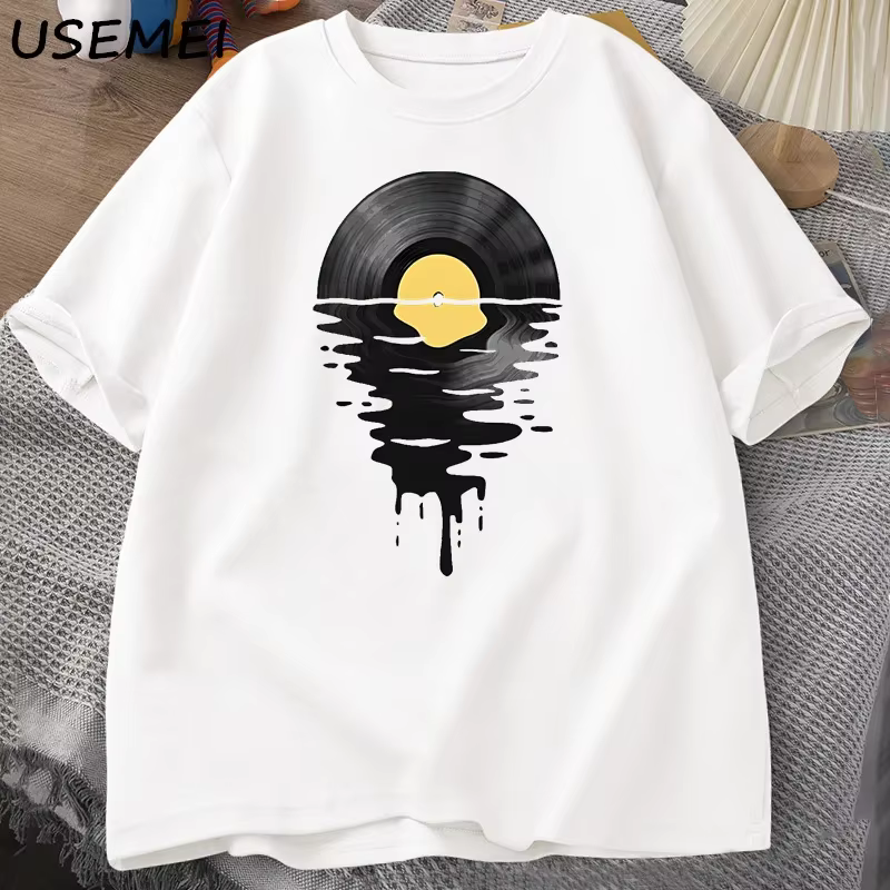 T-shirt Vinyle Cool Coucher de Soleil Vintage pour Amateurs de Musique, DJ, Professeurs de Musique –