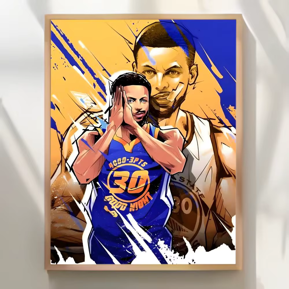 Affiche de joueur de basket-ball de dessin animé N-NBA, autocollante, imperméable, décoration murale