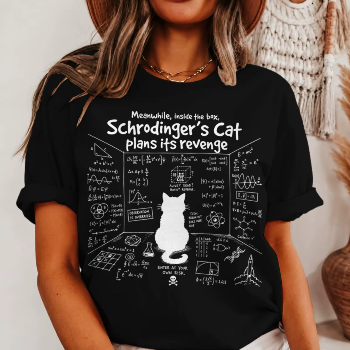T-shirts Schrodinger’s Cat Plans pour femmes et hommes, T-shirt avec équations mathématiques et phys