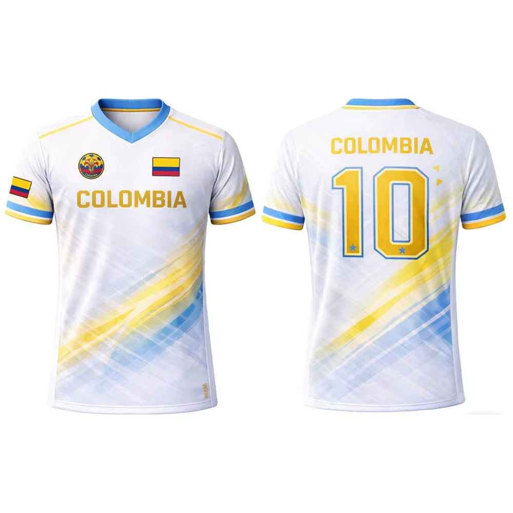 Nouveau Maillot de Foot 2026 Imprimé Drapeau Columbia pour Homme – T-shirt Sportif Respirant Col V U