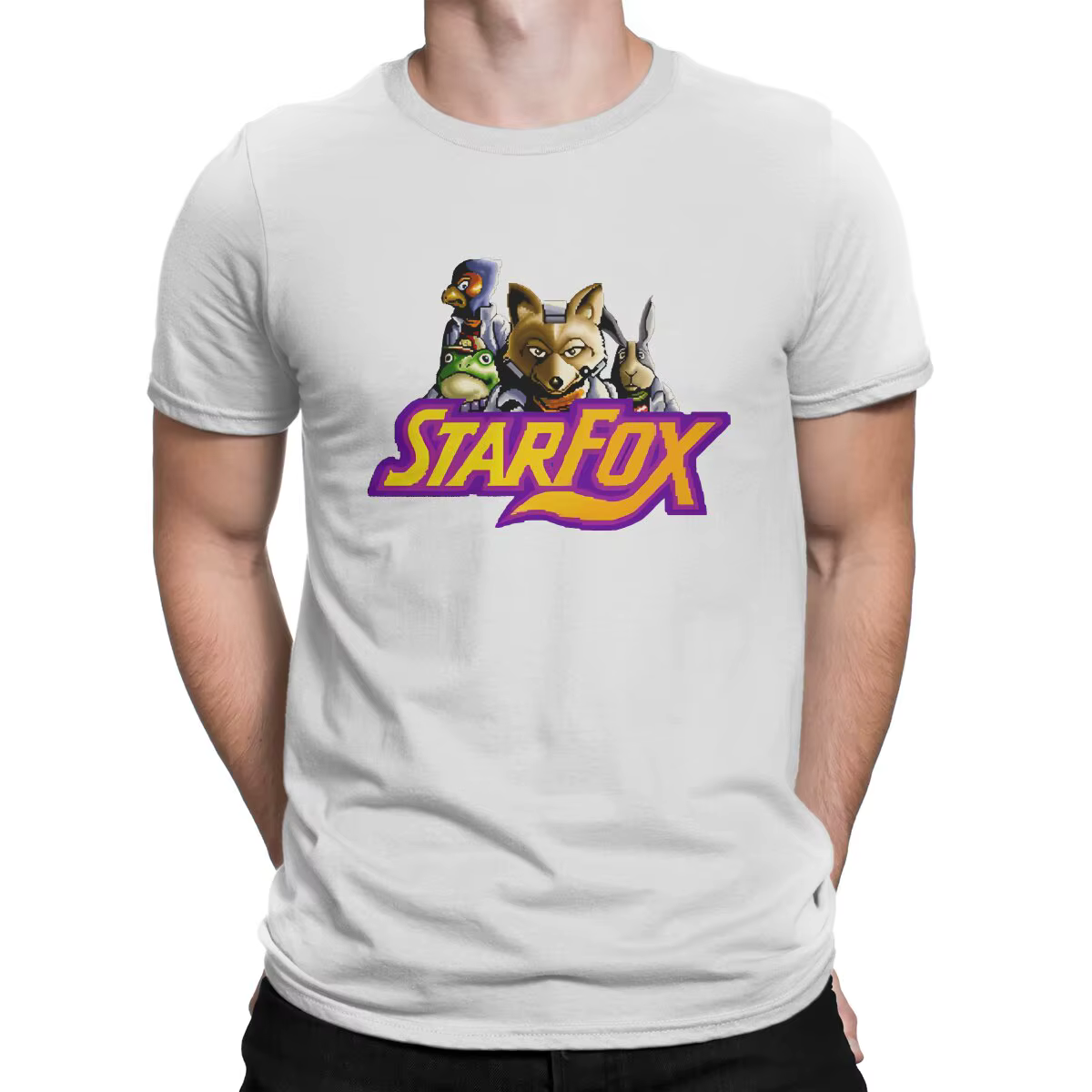 T-Shirt à Manches Courtes et Col Rond en Pur Coton pour Homme, Vintage, Star Fox Game, Estival