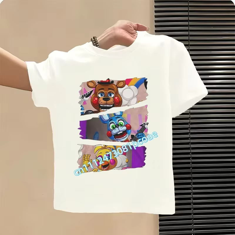 FNAF – T-shirts respirants pour enfants, Five Nights At Freddy, haut mignon à manches courtes, T-shi