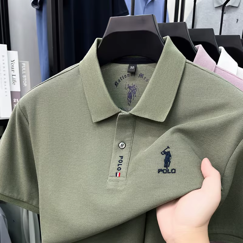 Marque de luxe à manches courtes mercerisé coton polo shirt été nouveau hommes d'affaires t - shirt