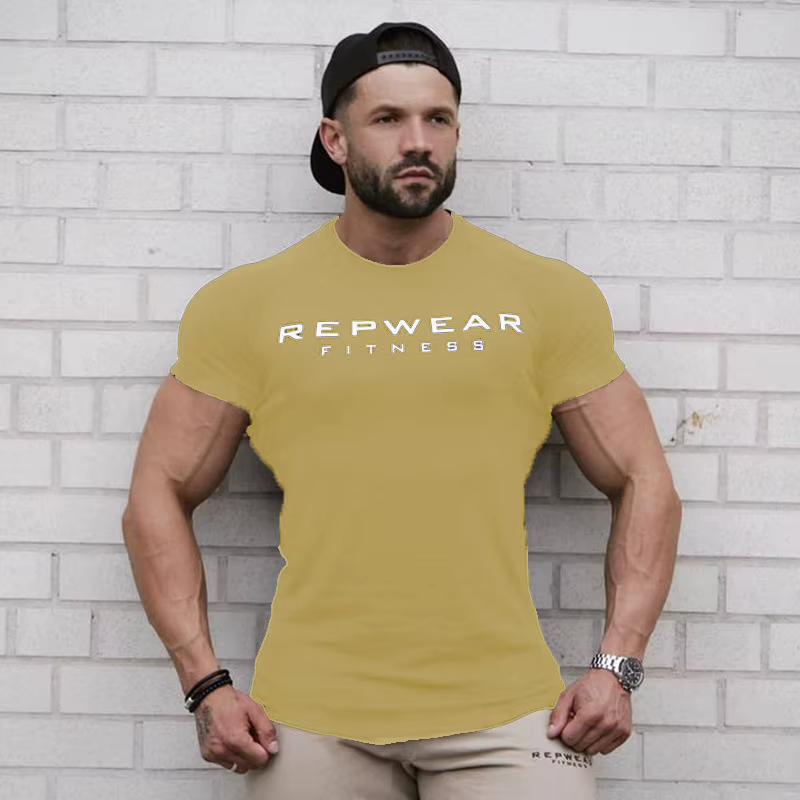 Hommes t-shirt chemises à manches courtes pour hommes musculation entraînement gymnase décontracté M