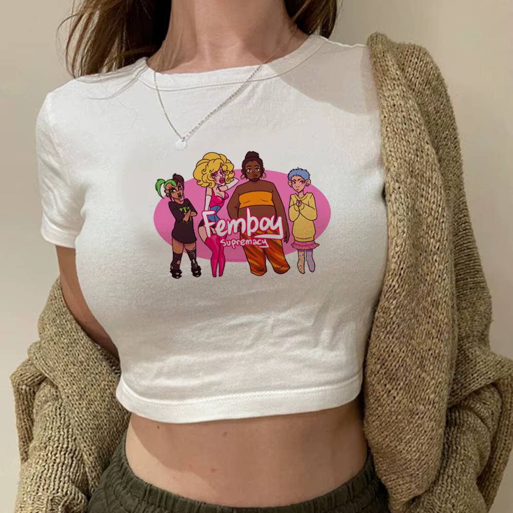 Femboy Goth Fairy Grunge Crop Top pour filles, Yk2 Trash Manga, Vêtements scopiques des années 90, 2