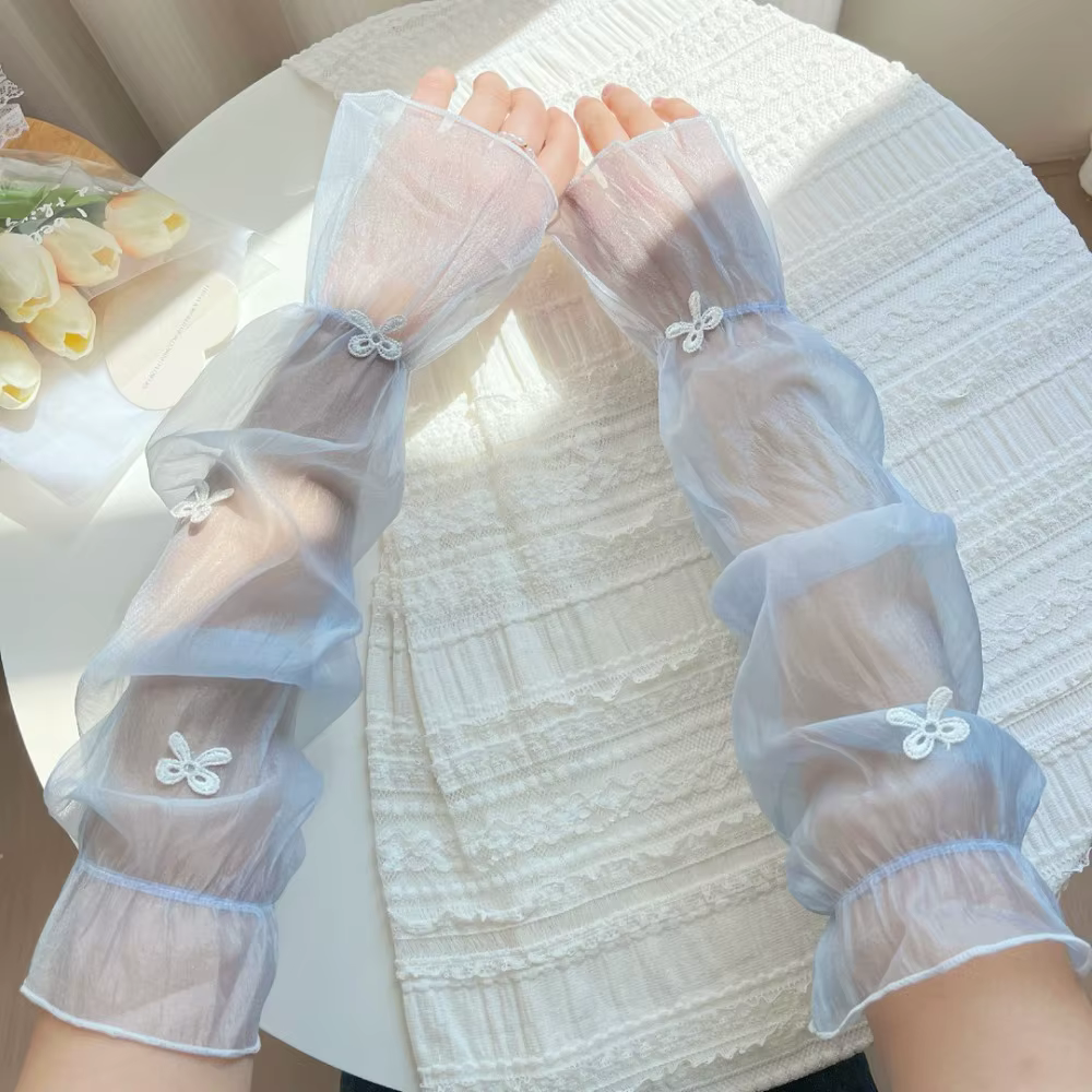1 Paire de Manches de Protection Solaire Larges Style Fée, Anti-UV, en Soie Glacée, Respirantes et R