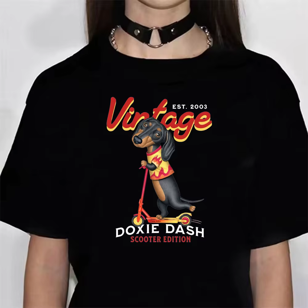 T-shirt Teckel pour femmes, vêtements actifs, tee-shirt drôle d'été pour filles, vêtements drôles de