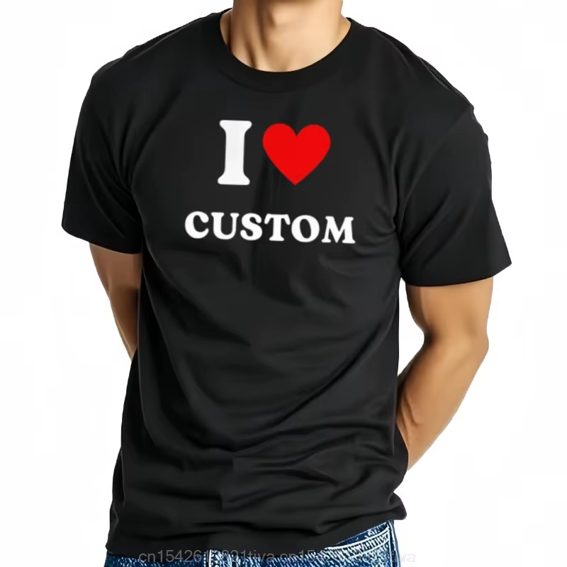 Chemise personnalisée j'aime T-Shirt coeur votre texte décontracté col rond manches courtes hommes t