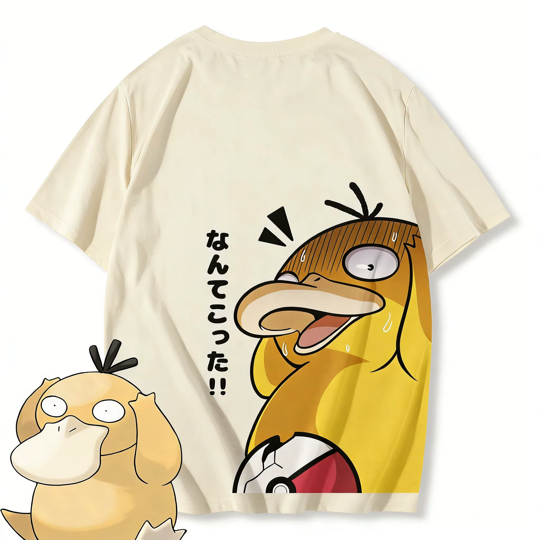 T-shirt imprimé Anime Pokemon Psyduck pour hommes et femmes, hauts pour hommes, Harajuku Y2K, Street