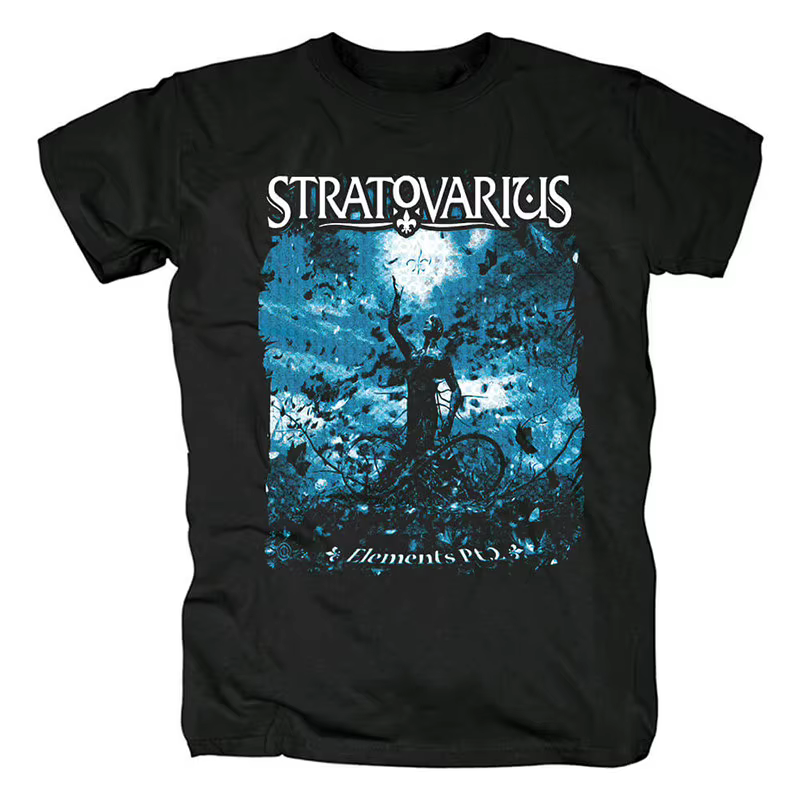 Top Stratovarius Band - T-shirt à manches courtes imprimé de style rock métal mélodique finlandais,