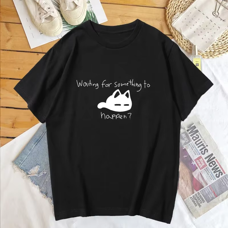 En attend quelque chose d'appen Omori chat imprimé femmes T-shirt chemise Harajuku à manches courtes
