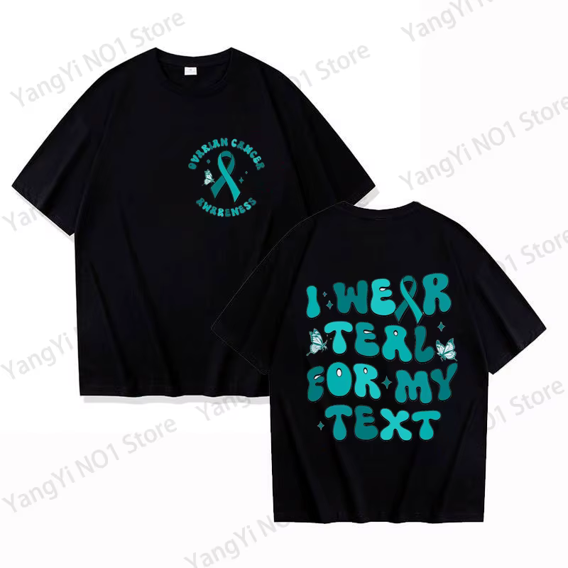 T-shirt de sensibilisation au cancer ovarien avec ruban turquoise – Je porte le turquoise pour mon c