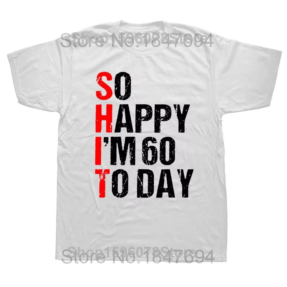 T-shirt manches courtes homme, streetwear, estival et humoristique, en coton, avec image du 60e anni