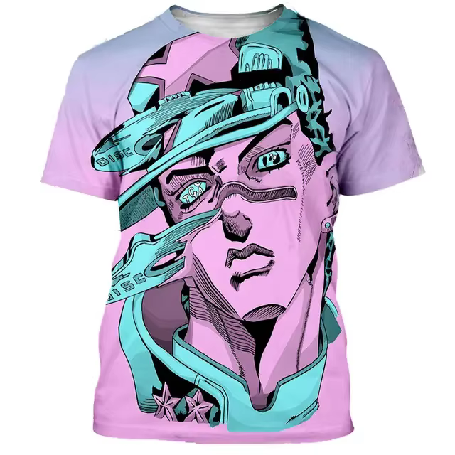 2024 Nouveau Jojo Bizarre Adventure T-Shirts Anime Manga Impression 3D Streetwear Hommes et Femmes M