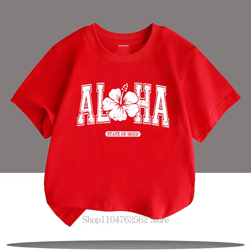 T-shirts pour enfants avec imprimé graphique Aloha, mode décontractée d'été, hauts vintage pour fill