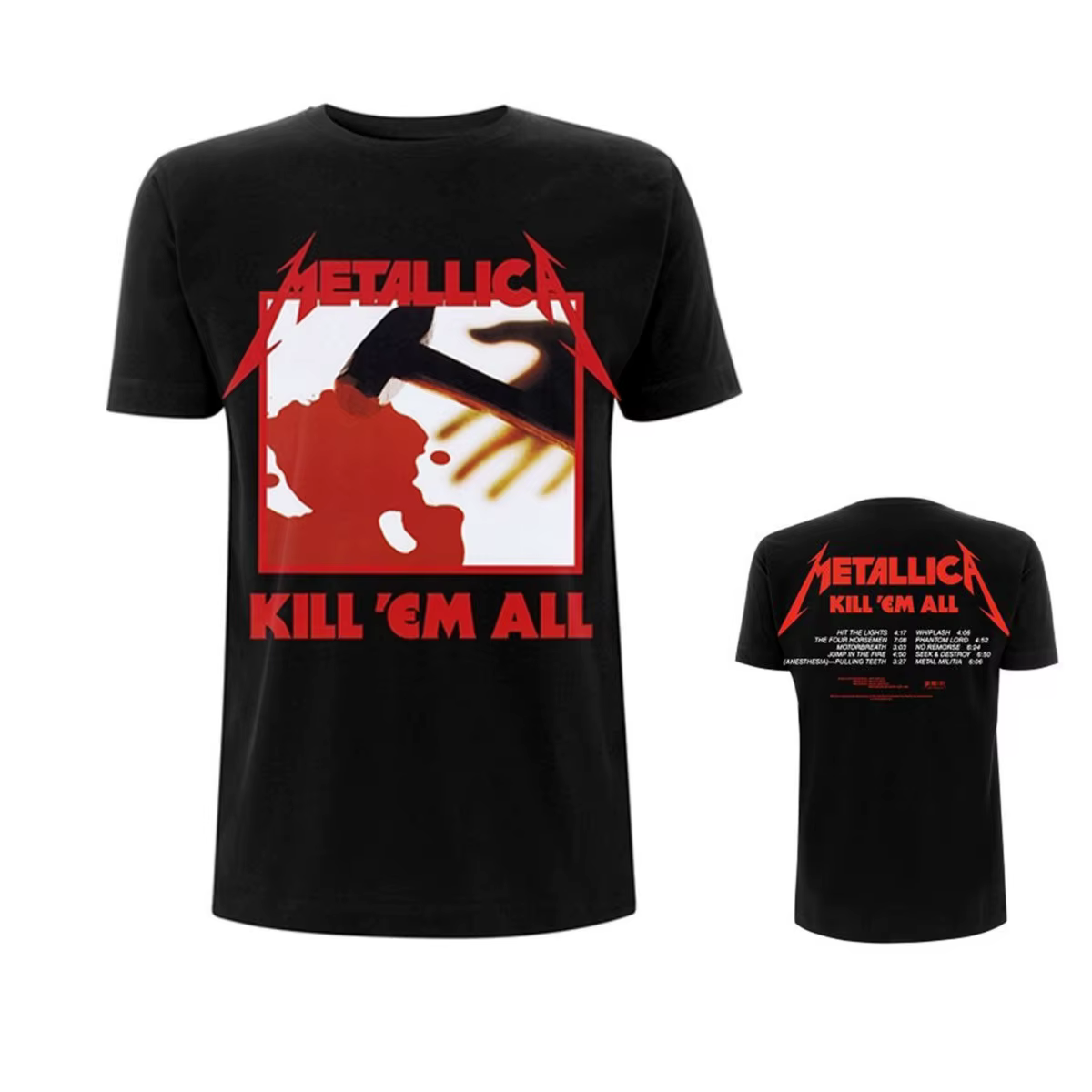 T-shirt décontracté Metallica Kill Em All Tracks pour hommes et femmes, marque de luxe
