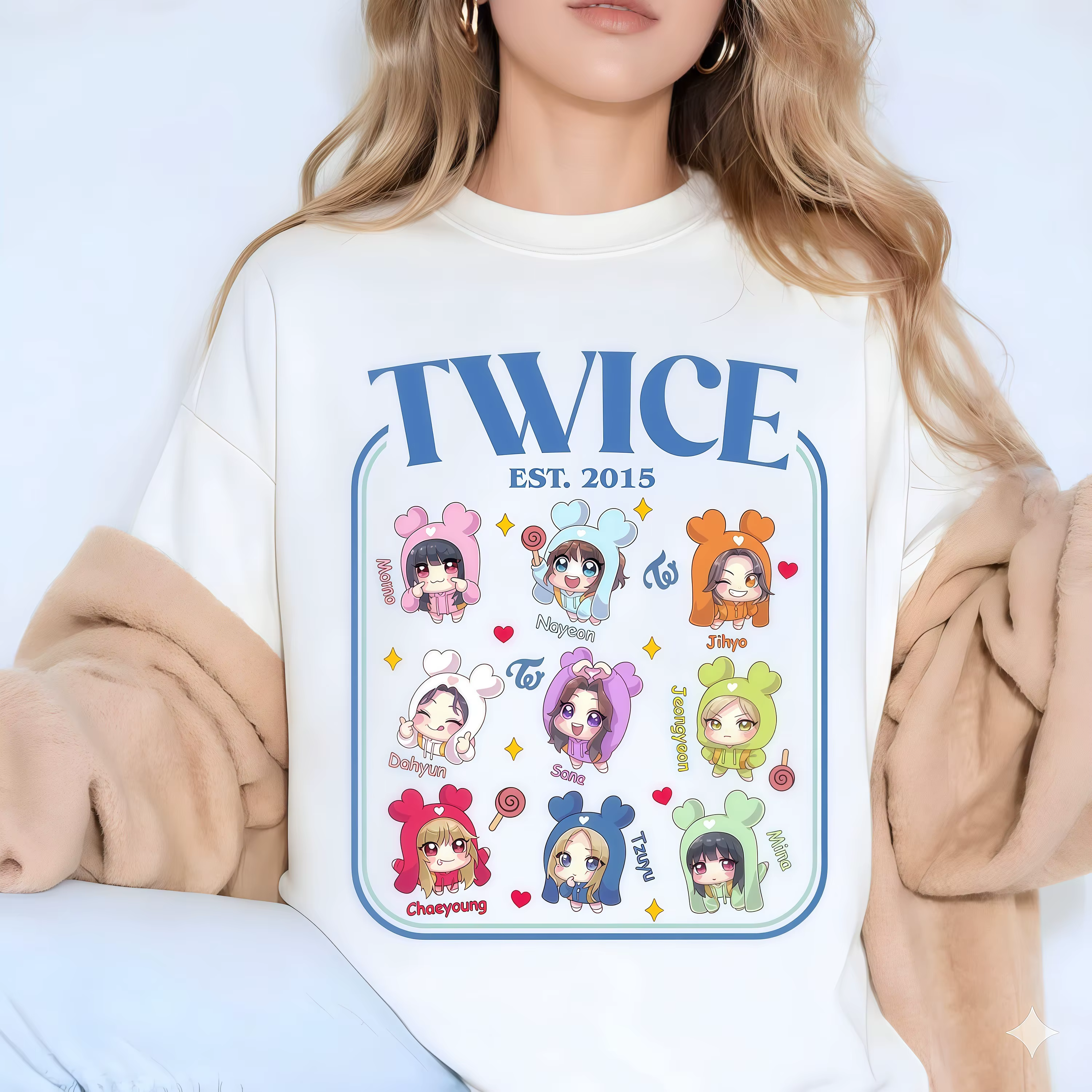 T-shirt Chibi Twice Mignon pour les fans Twice Lovelys – C'est pour le World Tour 2 – T-shirt en cot