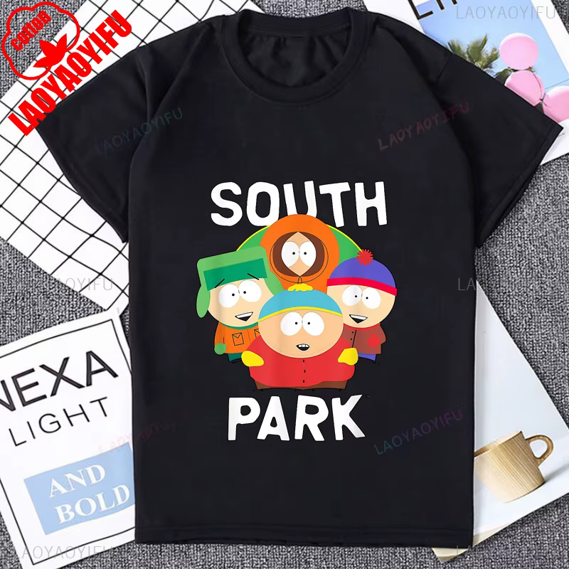 South Park Graphique Imprimé Homme T-shirt Coton Manches Courtes Streetwear Décontracté Mode Lâche F