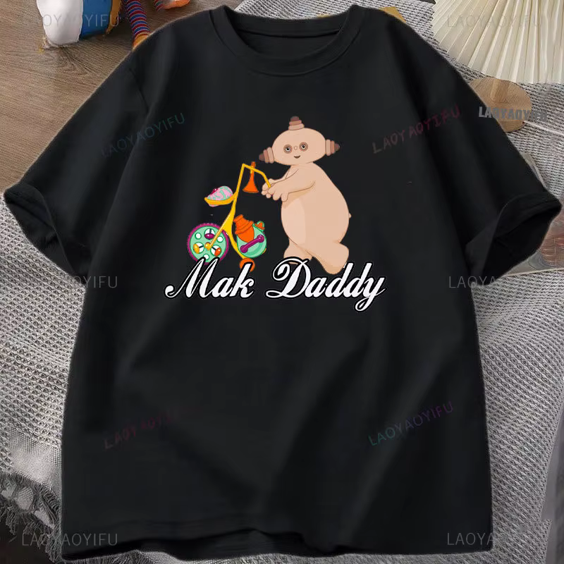 T-shirt à col rond Makka Pakka pour filles, pur coton, vêtements de base, dessin animé de jardin de