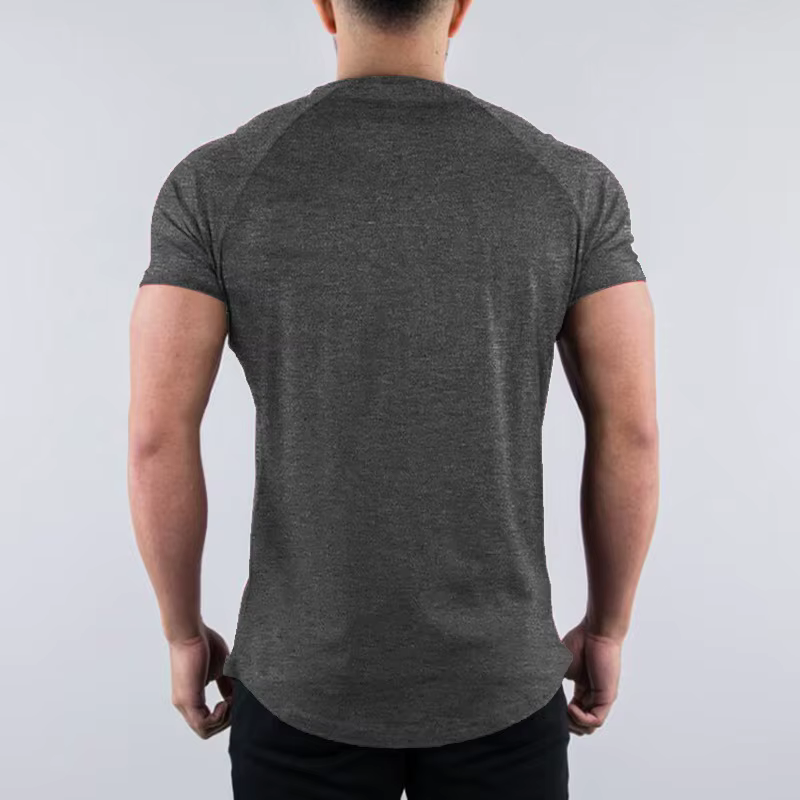 Hommes été maigre T-Shirt style décontracté à manches courtes t-shirt mâle gymnase Fitness Sport cou