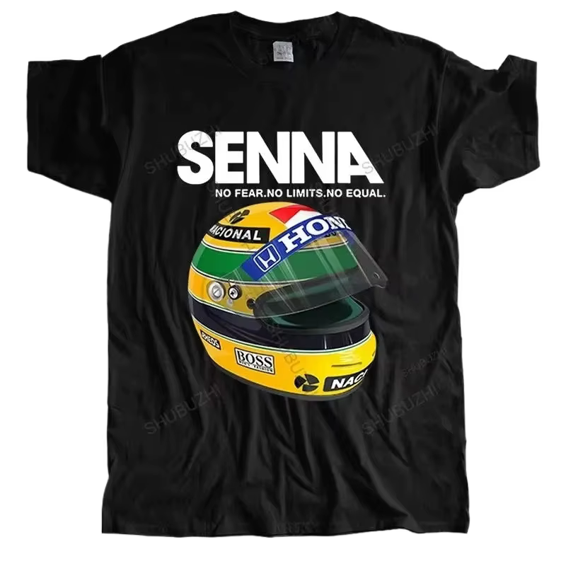 T-shirt Homme Nouvelle Collection Été 2026 Alton Senna Helmet – T-shirt Unisexe à Col Rond Imprimé T