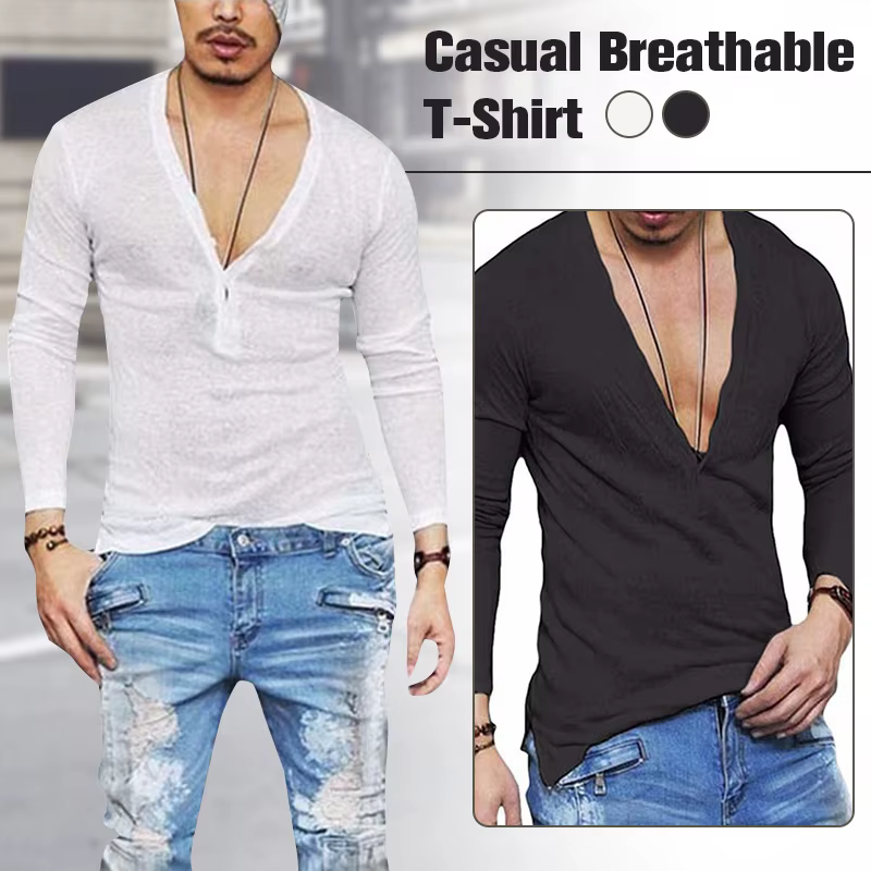 T-shirt à col en V profond pour hommes, maillot de corps invisible, coupe basse masculine, col en V 