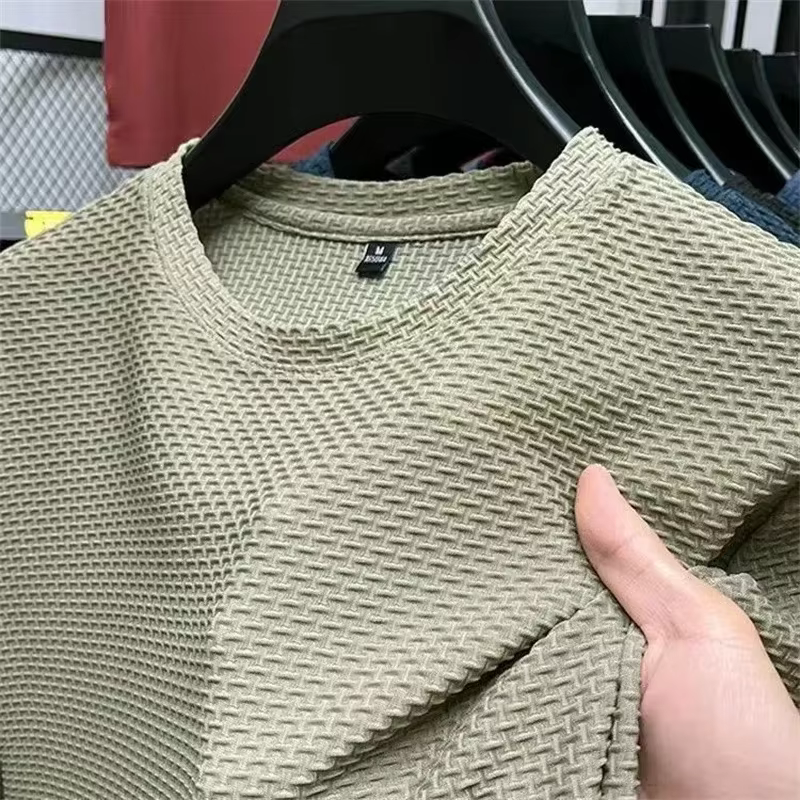T-shirt d'été à manches courtes et col rond pour hommes, surdimensionné, résistant aux rides, haut r