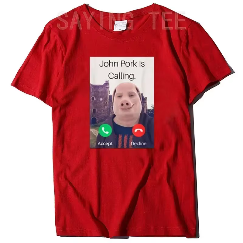 John Pork appelle réponse appel téléphone femmes T-Shirt Humor drôle cochon amant graphique T-Shirt