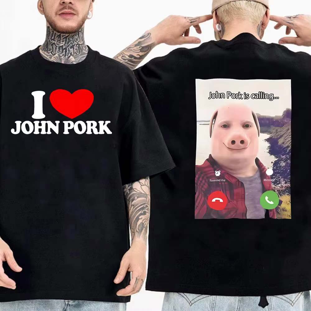 T-shirt Amusant « John Pork Appelle, Répondez à l'Appel » pour Hommes et Femmes, Motif Cochon, Style