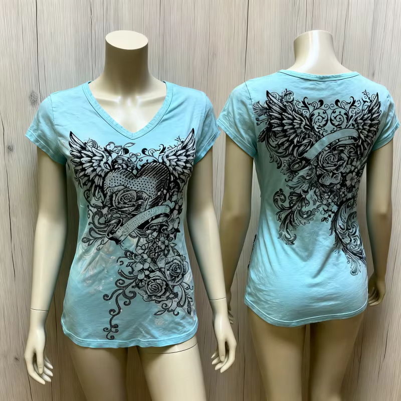 Américain rétro Hottie T-shirt sous-culture Punk esthétique impression t-shirts été mince col en v H