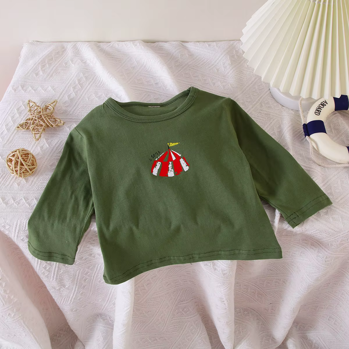 T-shirt pour enfants garçons et filles, mode printemps-automne, col rond, dessin animé, hauts décont