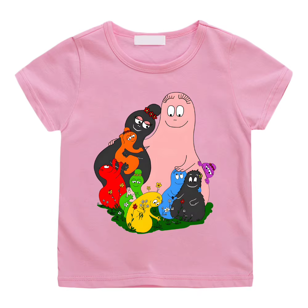 Barbapapa T-shirt 100% coton Camisetas décontracté doux Kawaii mignon garçons/filles dessin animé T-