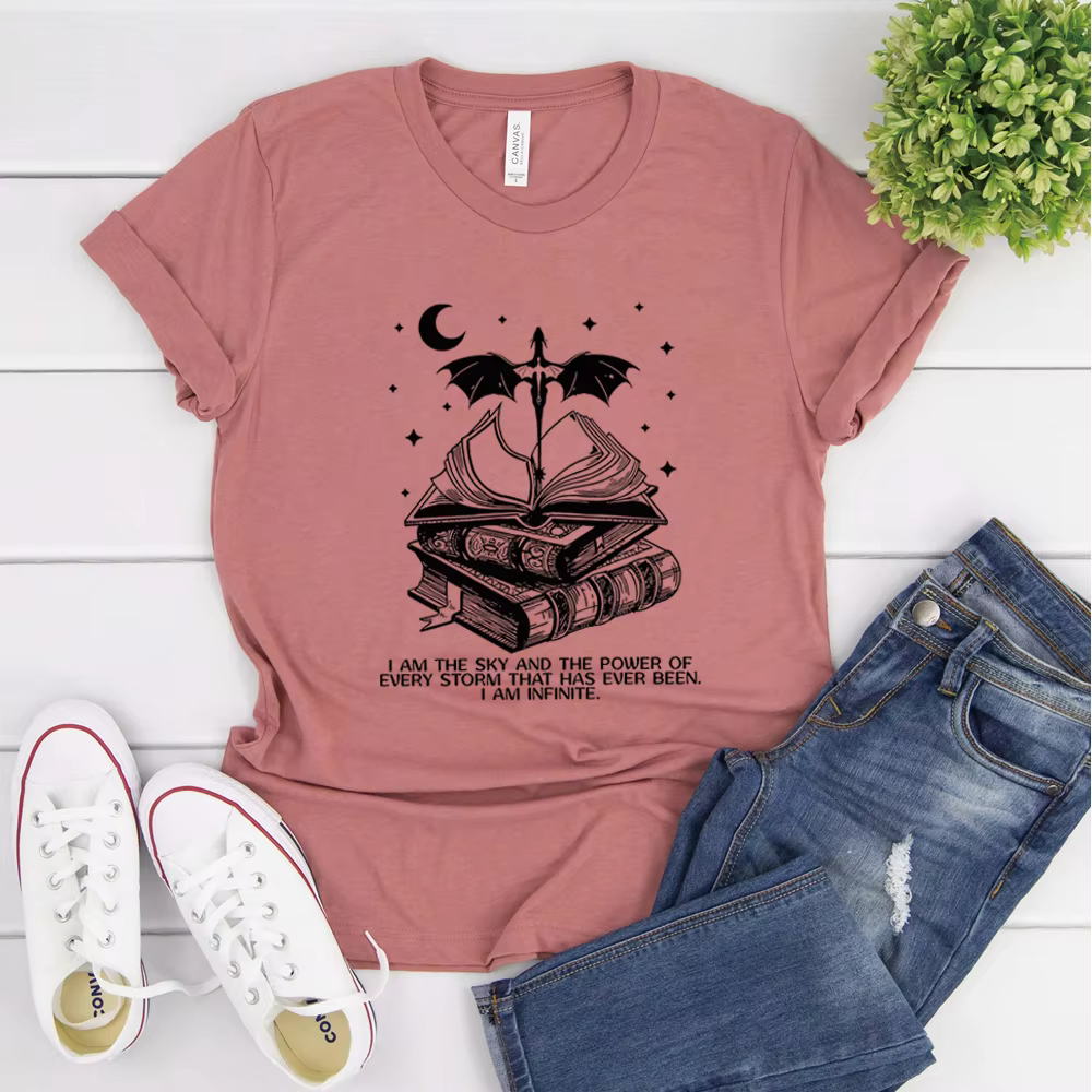 T-shirt Vintage Basgiath War imprimés, I Am The Sky, Fourth Wing Tee, Dragon Rider, Y Bookish, The U