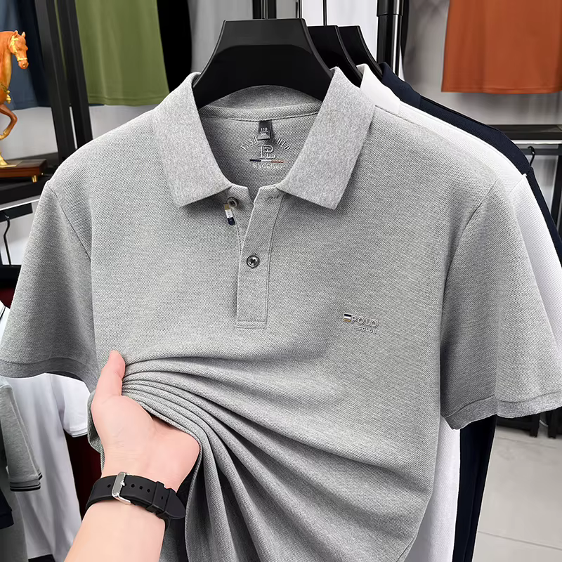 Polo de luxe pour homme à manches courtes, col boutonné, imprimé lettres, style britannique, nouvell