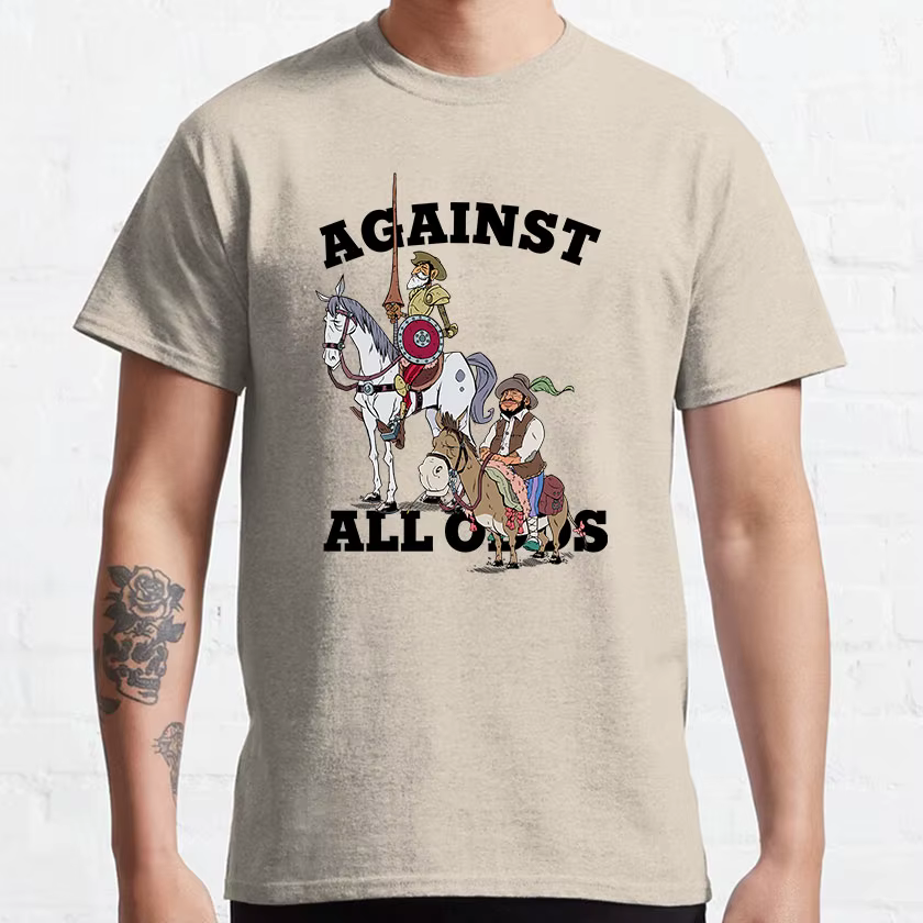 T-shirt humoristique imprimé de la littérature espagnole, Don Quivote de la Mancha, grande taille