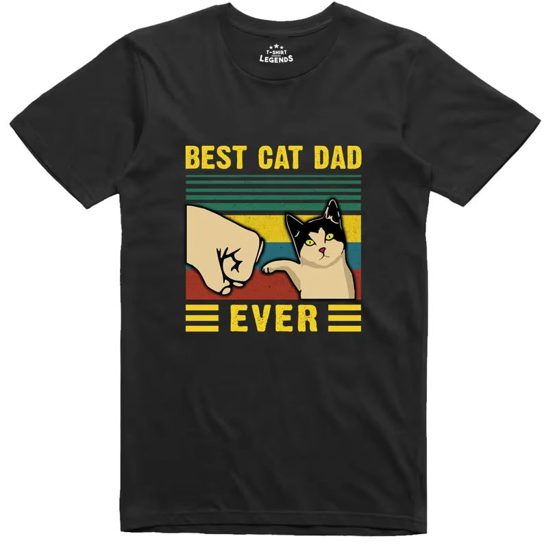 T-shirt pour homme motif chat rayé vintage rétro, humoristique pour les amoureux des chats, haut déc