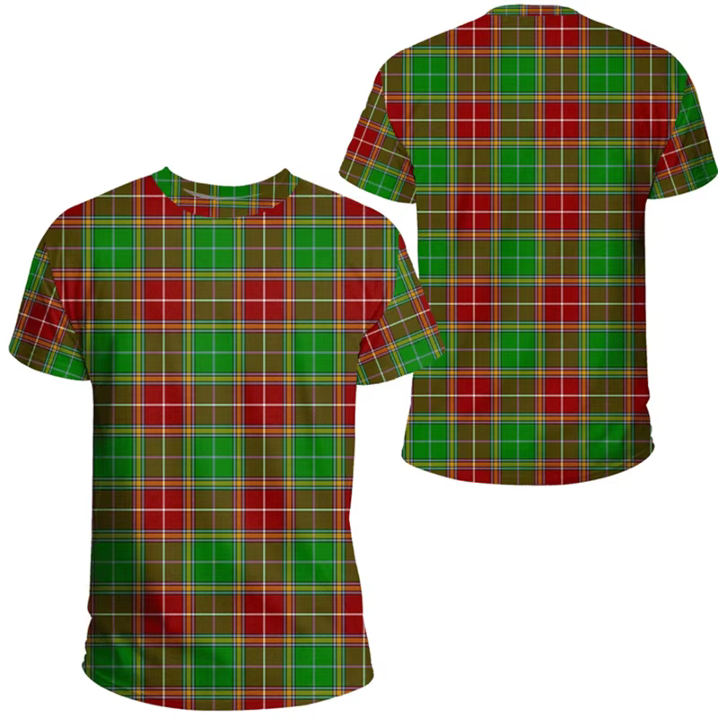 Jects Tartan T-shirt classique pour hommes femmes 03/Casual Tee Shirt à manches courtes rayé graphiq